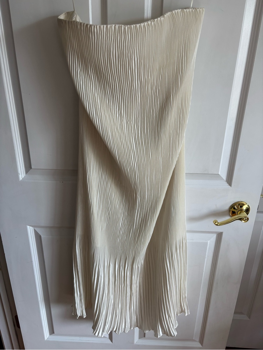 Abercrombie & Fitch Cream Pleated Midi Slip Dress